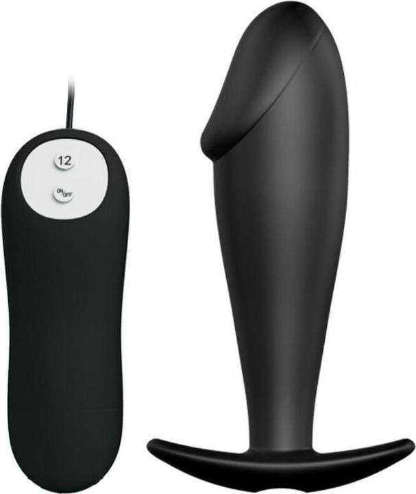 Pretty Love Plug Anal Silicona Forma Pene Y 12 Modos Vibracion - Negro