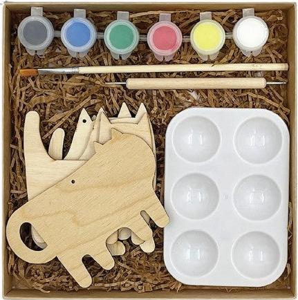 Activity Board DIY cute cat shape wooden drawing, dotting kit cat ornaments, colouring set for children, craft art
