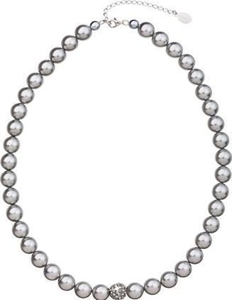 Evolution Group - Pearl necklace with bead with Preciosa crystals 32011.3 light gray