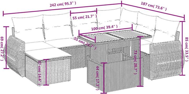 Produktbild VidaXL Gartenmöbel Sofa Garnitur Gartengarnitur Garten Sitzgruppe 8-tlg. Beige