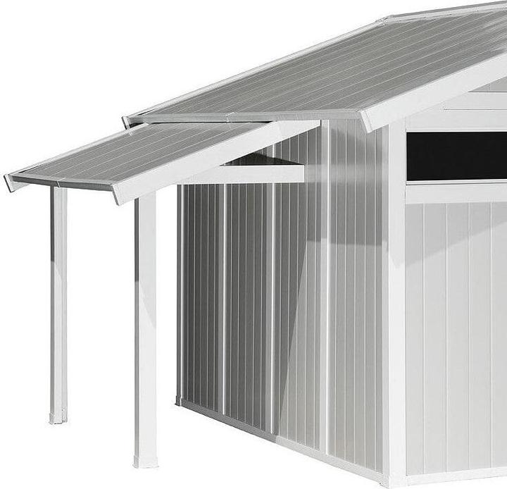Grosfillex Toit rétractable pour abri de jardin en plastique, 119 x 222 x 188 cm, gris-blanc