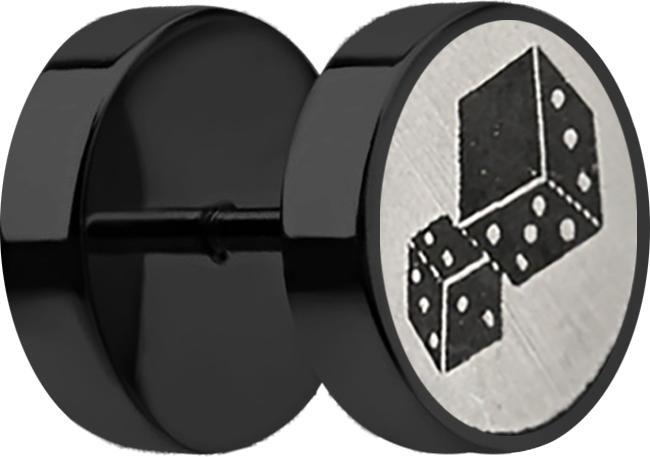 Produktbild Star Piercing Fake Plug schwarz mit Würfel (ohne Messing, Chirurgenstahl 316L)