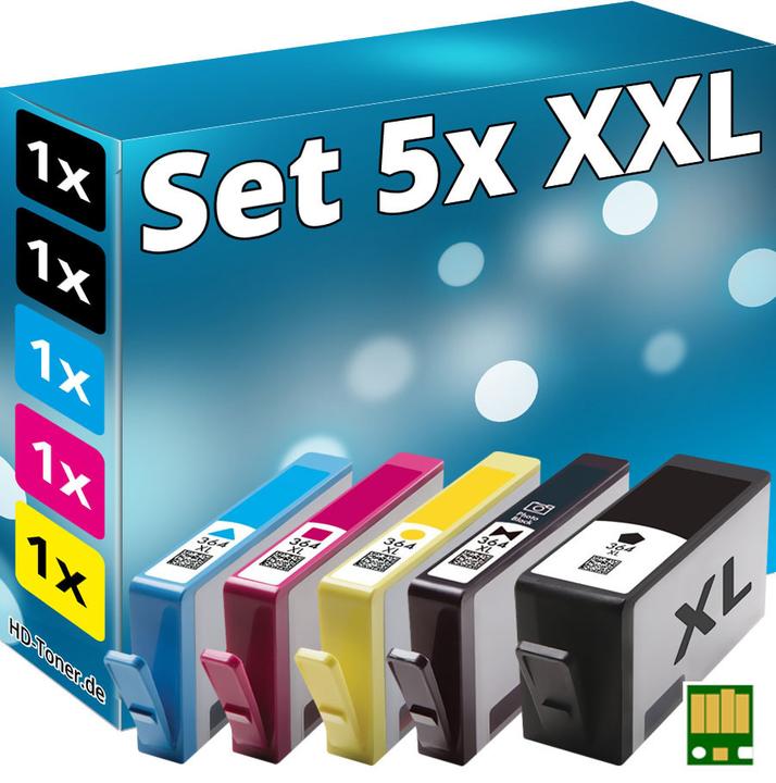 Image du produit Druckfuxx 5x CHIP PATRONEN für HP-364XL DESKJET 3070A 3520 3522 3524 OFFICEJET 4