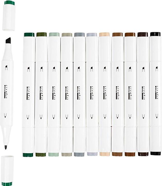 Actual product image Creativ Company Kalligraphiemarker 1+ 8 mm, 12 Stück, Naturfarben (Multicoloured, Dark green, 8 mm, 12 x)