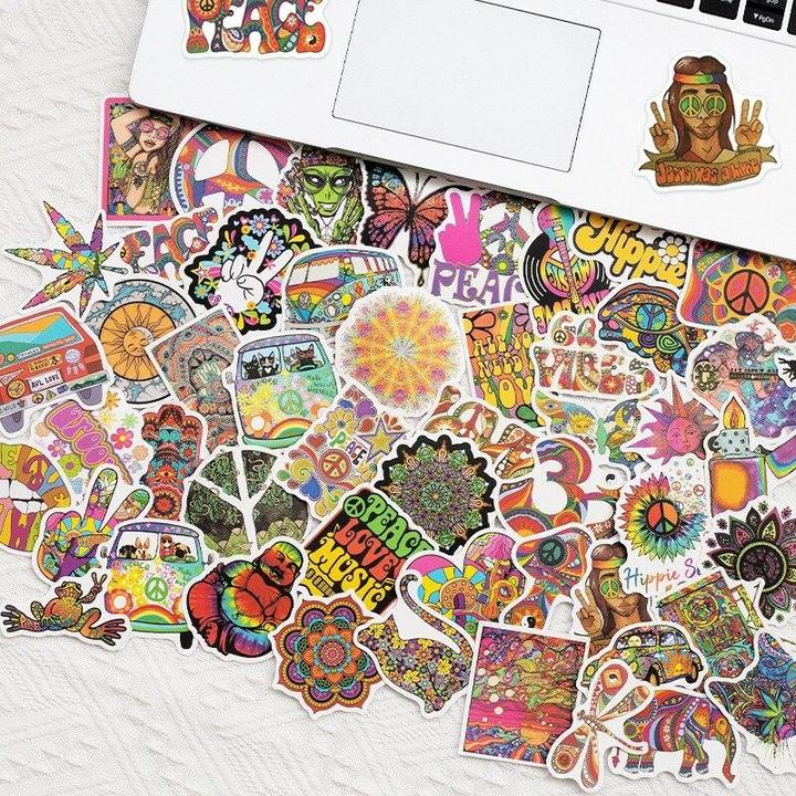 Image du produit JTI 50 autocollants avec des motifs psychédéliques