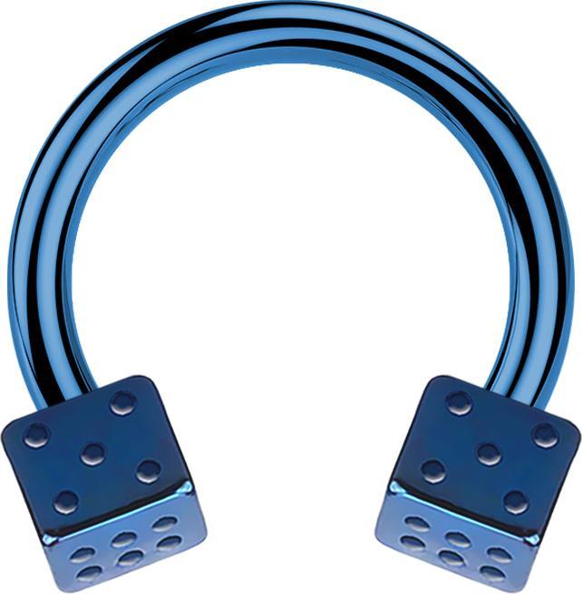 Star Piercing Circular Barbell dunkelblau mit zwei Würfel (Chirurgenstahl 316L, ohne Messing)