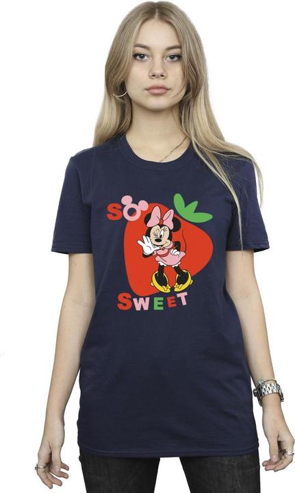 Actual product image Disney Womens/Ladies Minnie Mouse So Sweet Strawberry Cotton Boyfriend T-Shirt (3XL)