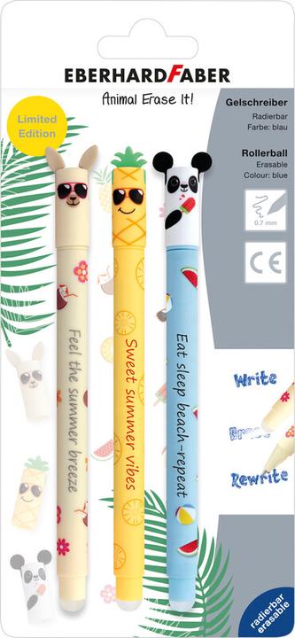 Produktbild EberhardFaber Roller Gel Animal Erase it! Limited Edition (Blau, 3 x)