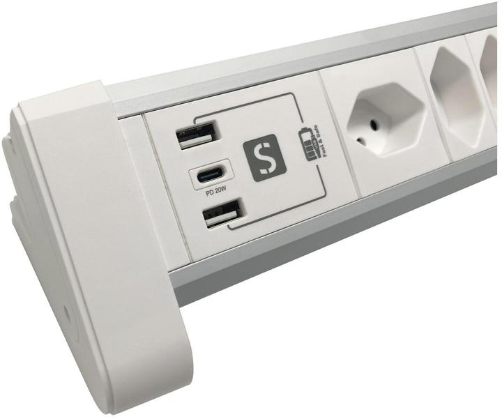 Actual product image Schönenberger ALU table socket strip white (4 x, Type 13, 2 m)