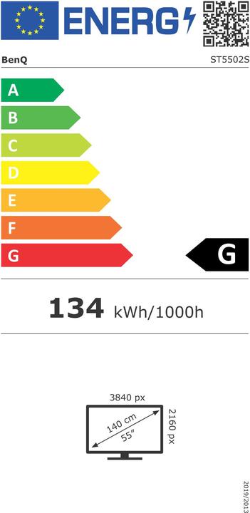 Energy Label BenQ Digital Signage Display ST5502S (3840 x 2160 Pixels, 55")