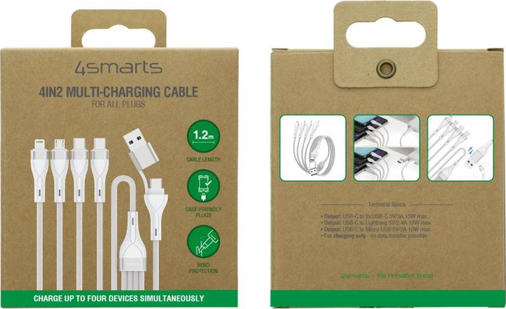 Productafbeelding 4smarts Multi oplaadkabel 4in2 (1.20 m, USB 2.0)