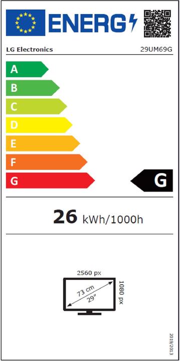 Energy Label LG 29UM69G-B (2560 x 1080 pixels, 29")