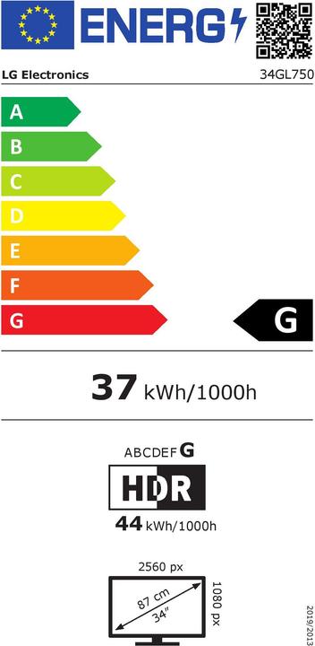Energie-Label LG UltraGear 34GL750-B (2560 x 1080 Pixel, 34")