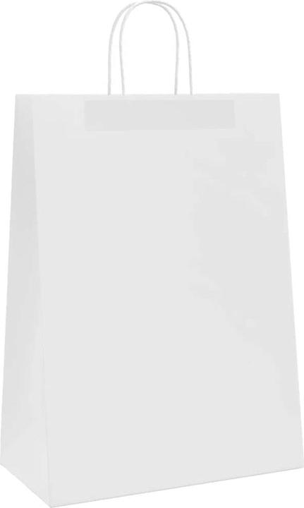 Produktbild VidaXL Kraftpapiertüten 250 Stk. mit Henkel Weiss 32x17x44 cm Papiertüte (Geschenktüte, 250 x)