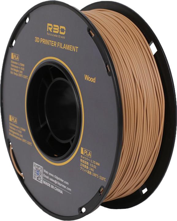 R3D PLA Wood Helles Holz Filament 1.75mm 1Kg (PLA, Holz, 1.75 mm, 1000 g, Braun)