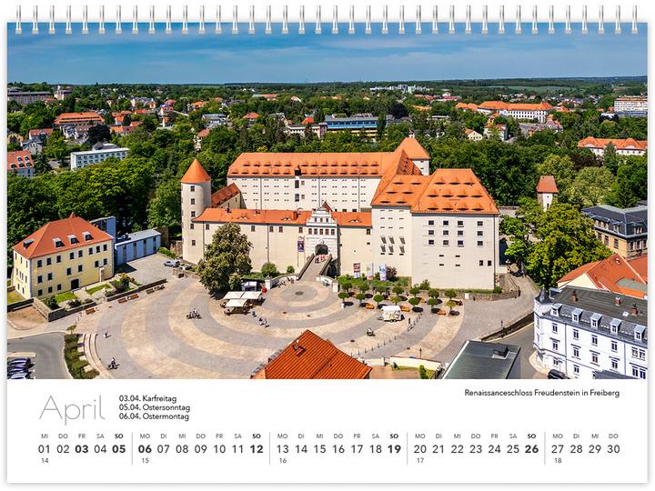 Image du produit Kalender Sachsen von oben kompakt 2026 (21 x 15 cm, Non contraignant, Allemand)