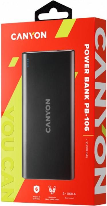 Actual product image Canyon PB-106 Battery Charger Lithium Polymer (LiPo) 10000 mAh Black (10000 mAh, 37 Wh)