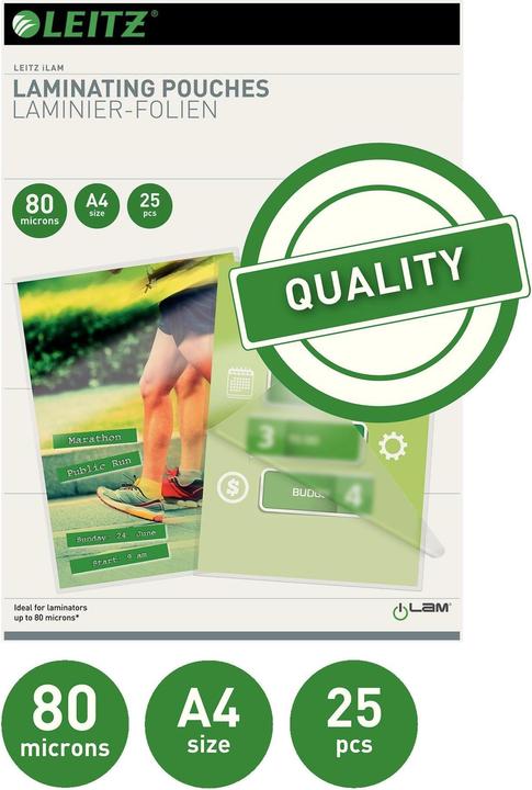 Actual product image Leitz Laminating pouch (A4, 25 Piece, 80 µm)