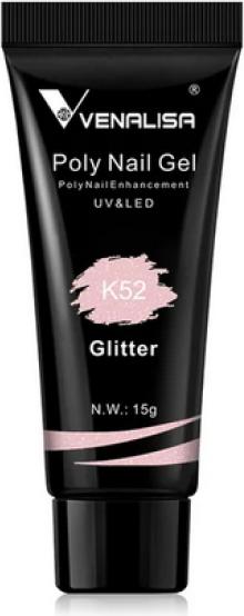 Venalisa Poly Gel K52 Rosa Glitter (Nagellacktrockner, Rosa Glitter)