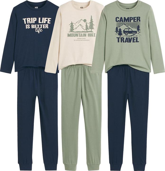Produktbild La Redoute Collections 3er-Pack Pyjamas mit Messageprint und Bergmotiv (140)