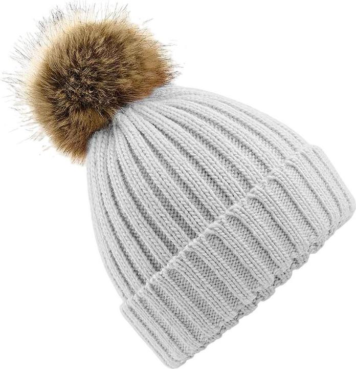 Actual product image Beechfield Unisex Fur Pop Pom Chunky Beanie