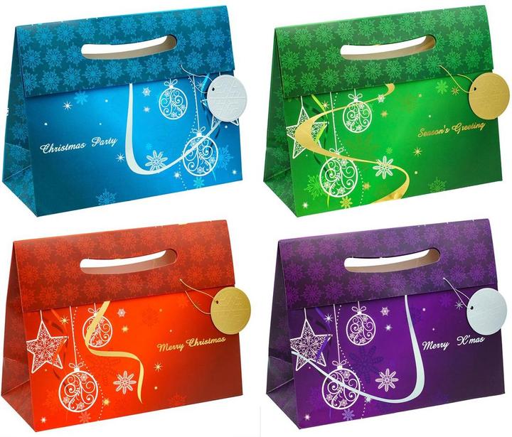 Produktbild Tsi 12 Geschenktaschen Weihnachten Elegant Motiv sortiert 33,0 x 26,0 cm (Geschenktüte)