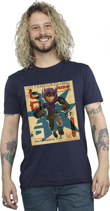 Immagine prodotto Disney Big Hero 6 Baymax Hiro Newspaper Maglietta Uomo (3XL)
