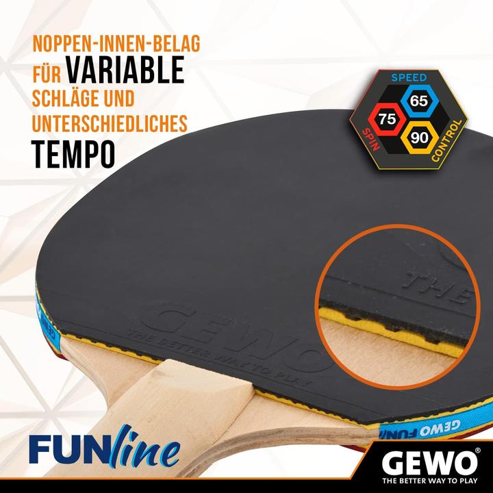 Immagine prodotto Gewo FunLine Tischtennisschläger Set mit Bällen und Aufbewahrungstasche