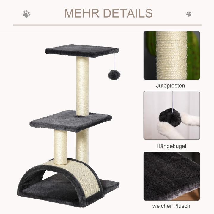 Immagine prodotto Jamb Albero per gatti (72 cm, Grigio scuro (peluche) + beige (corda di sisal))