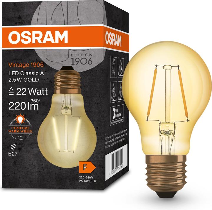 Immagine prodotto Osram Annata 1906 (E27, 2.50 W, 220 lm, 1 x, F)