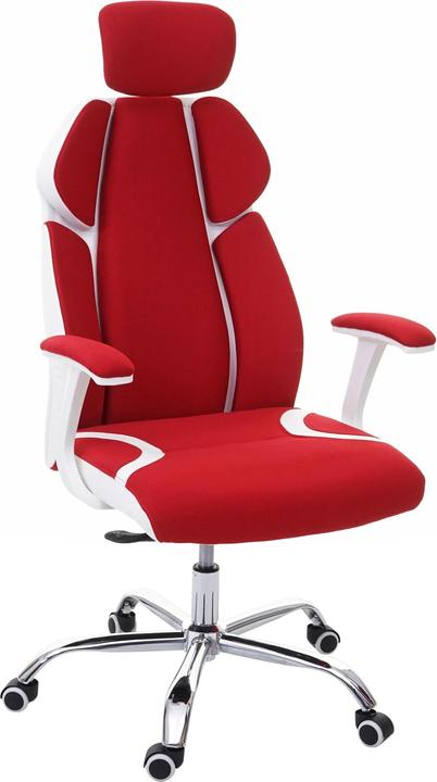 Produktbild Swisshandel24 Bürostuhl, Schreibtischstuhl Drehstuhl Chefsessel, Sliding-Funktion Stoff/Textil + Kunstleder - rot/