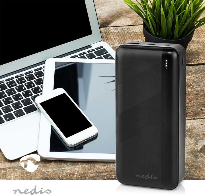 Actual product image Nedis powerbank | 32000 mAh | 2.4 / 3.0 / 3.25 A | Number of outputs: 2 | Output connection: 1x US (32000 mAh, 65 W, 111 Wh)