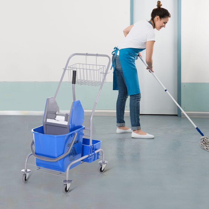 Actual product image Swisshandel24 Putzwagen Reinigungswagen Fahreimer Putzeimer 25 Liter mit 4 Rollen Blau (1 pcs.)
