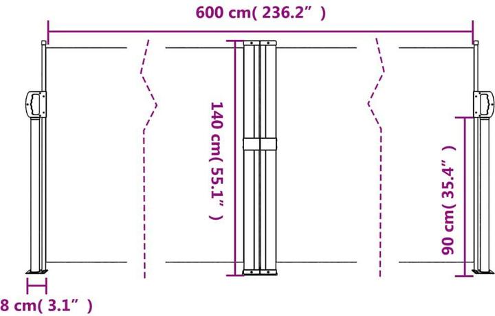 Image du produit VidaXL Store latéral extensible rouge (1.40 m)