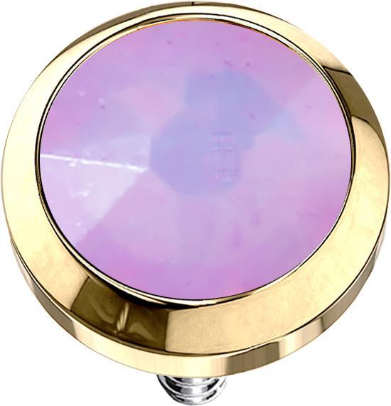 Actual product image Star Piercing Dermal Anchor gold-plated with pink opal (without brass, Surgical steel 316L)