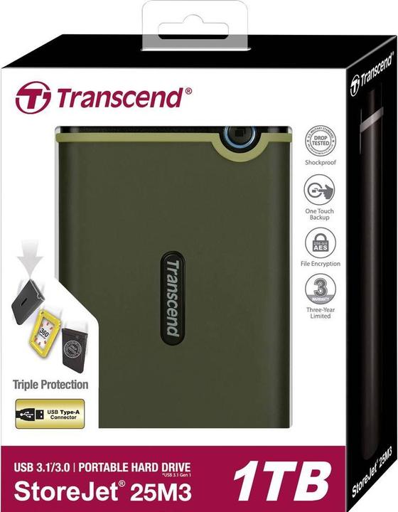 Actual product image Transcend StoreJet 25M3G (1 TB)