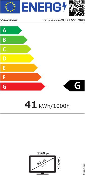 Label énergétique Viewsonic VX3276-2K-MHD (2560 x 1440 pixels, 32")