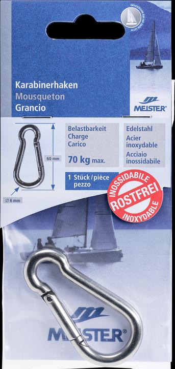 Produktbild Meister Karabinerhaken Edelstahl ø 6 mm 60 mm