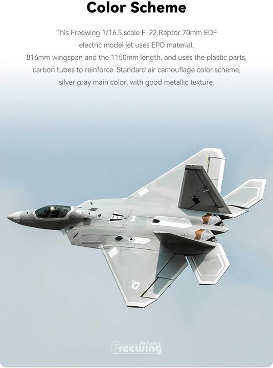 Produktbild Freewing F-22 Raptor 70mm EDF E-Impeller Jet PNP