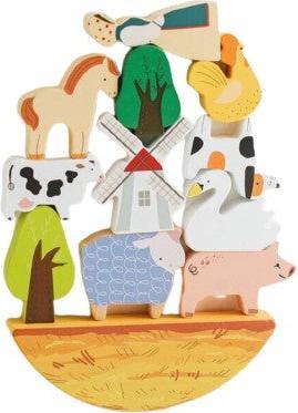 Activity Board Fattoria in legno per bambini, giocattolo per l'equilibrio degli animali, animali in legno fatti a