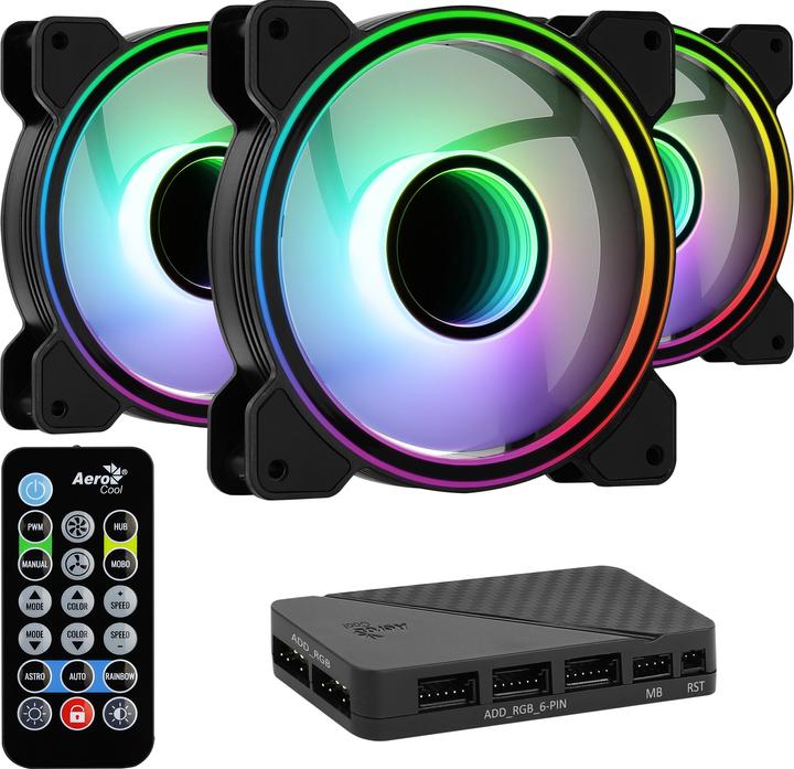 Produktbild AeroCool Mirage 12 ARGB Pro Computergehäuse Kühlset 12 cm Schwarz (120 mm, 3 x)
