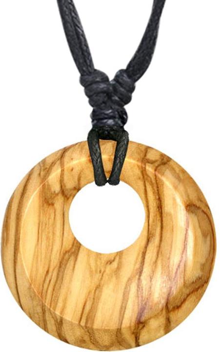 Immagine prodotto Star Piercing Collana nera con pendente tronco rotondo in legno d'ulivo (senza ottone, Organico)