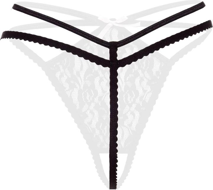 Productafbeelding Christine Le Duc Spitze Offener Schritt String Schwarz (3XL)