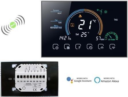 Immagine prodotto Renov8 Termostato intelligente Wi-Fi con LCD a colori per fan-coil 2/4 tubi - compatibile 86x86 e scatola