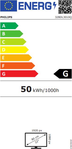 Energy Label Philips Public Display 32BDL3010Q/00 (1920 x 1080 pixels, 31.50")