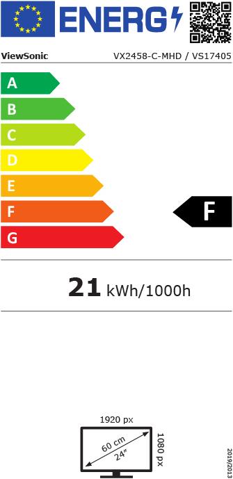 Etichetta energetica Viewsonic VX2458-C-mhd (1920 x 1080 pixel, 24")