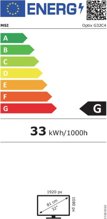 Energie-Label MSI Optix G32C4 (1920 x 1080 Pixel, 32")