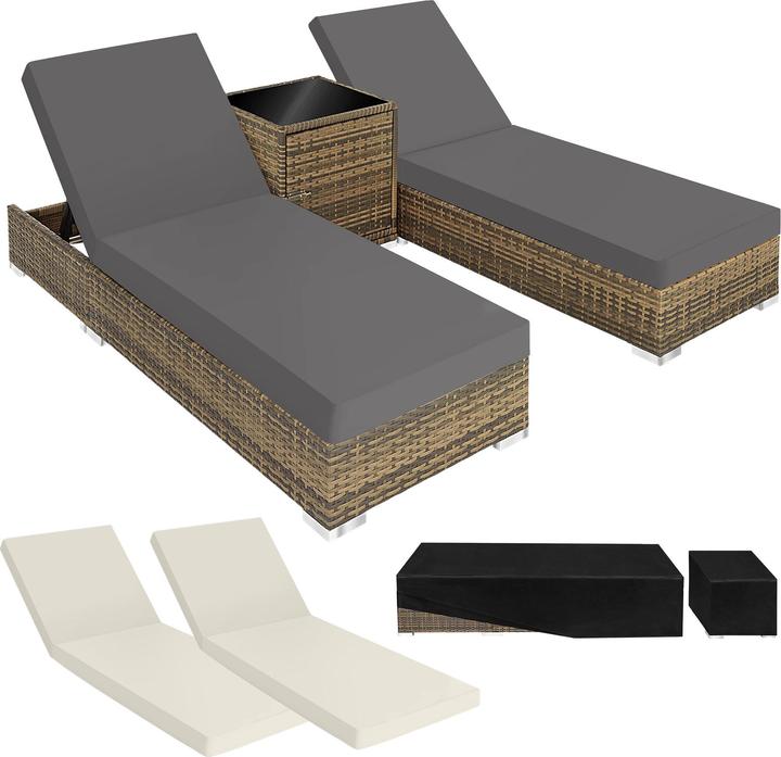 Produktbild tectake Sonnenliegen Rattan (184 cm)