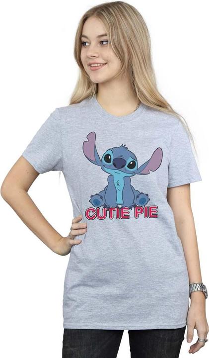 Actual product image Disney Womens/Ladies Lilo And Stitch Stitch Cutie Pie Cotton Boyfriend T-Shirt (L)