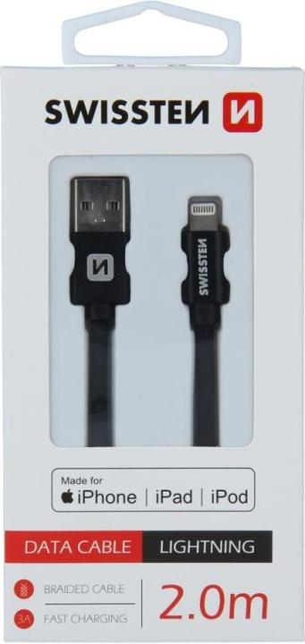 Produktbild Swissten Datenkabel Textil USB / Lightning MFi 2.0 M (2 m, USB 3.2 Gen 2)